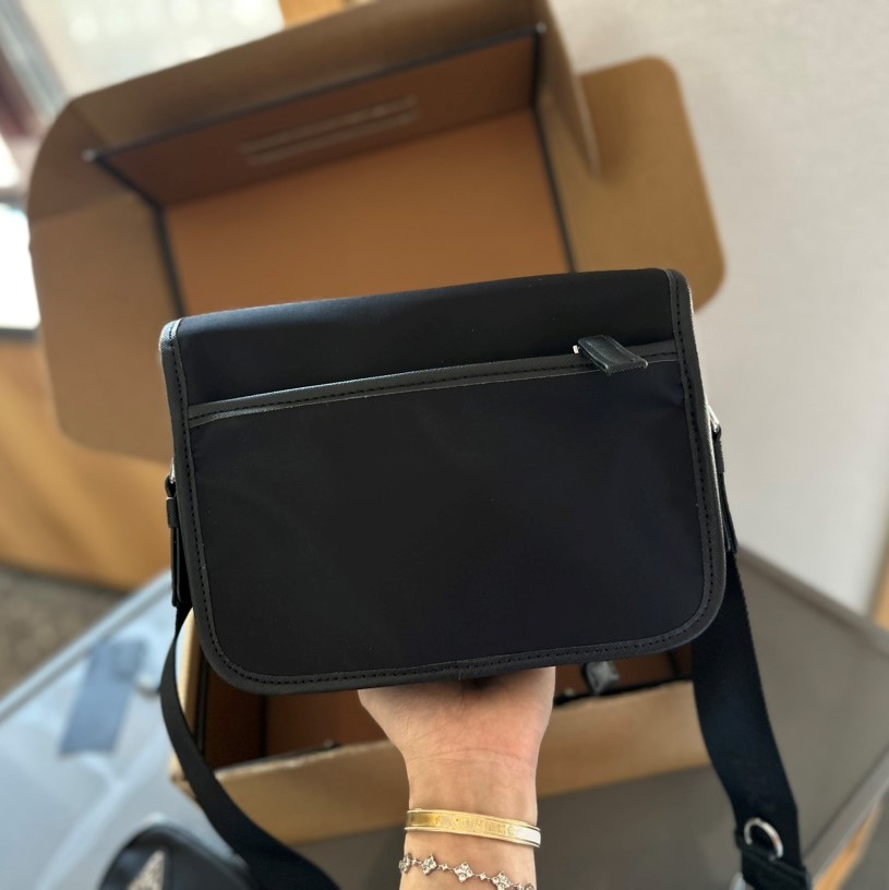 Re-Nylon and Saffiano leather shoulder bag