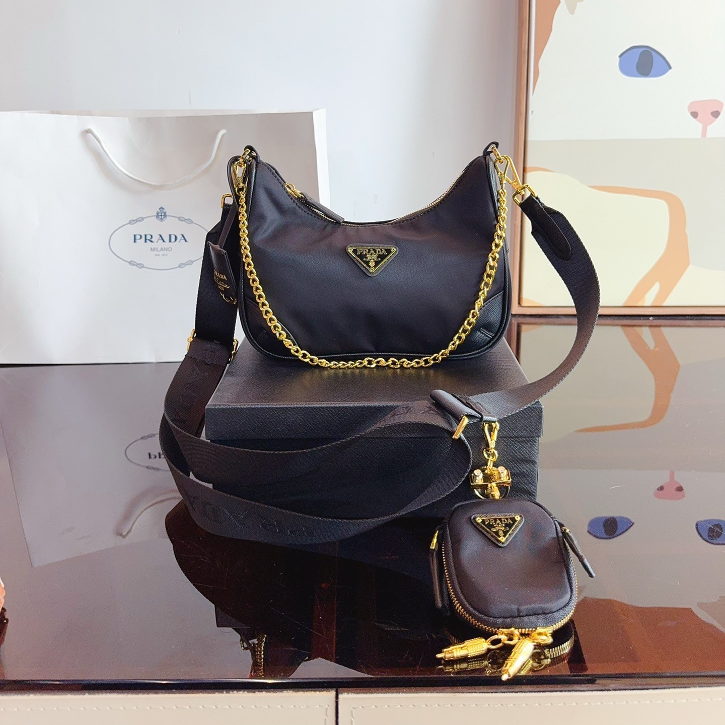 Re-Edition 2005 Re-Nylon and Saffiano leather bag