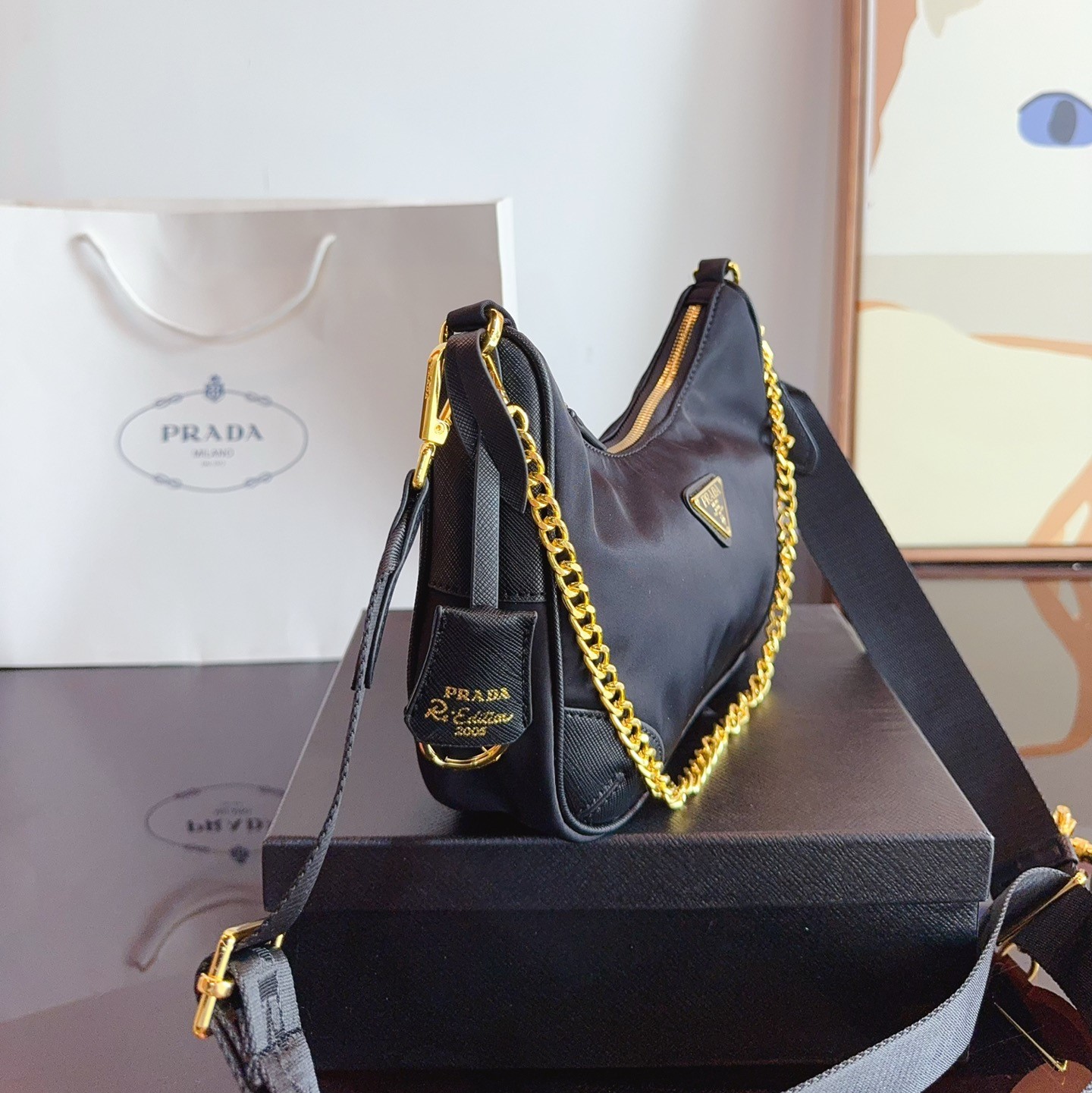 Re-Edition 2005 Re-Nylon and Saffiano leather bag