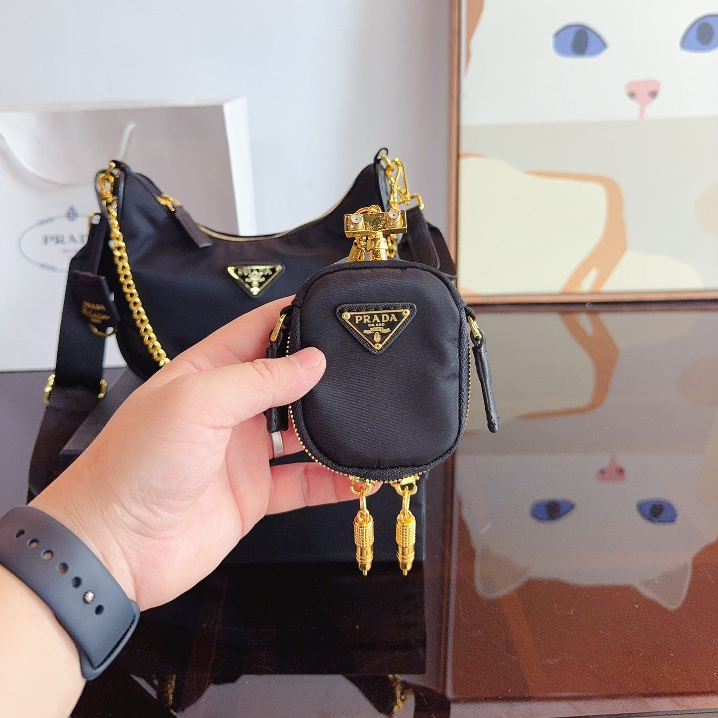 Re-Edition 2005 Re-Nylon and Saffiano leather bag