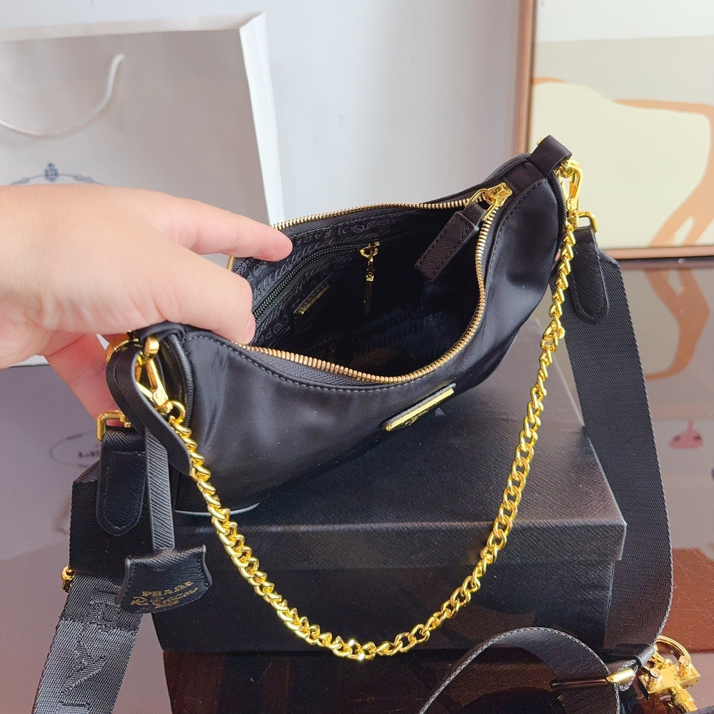 Re-Edition 2005 Re-Nylon and Saffiano leather bag