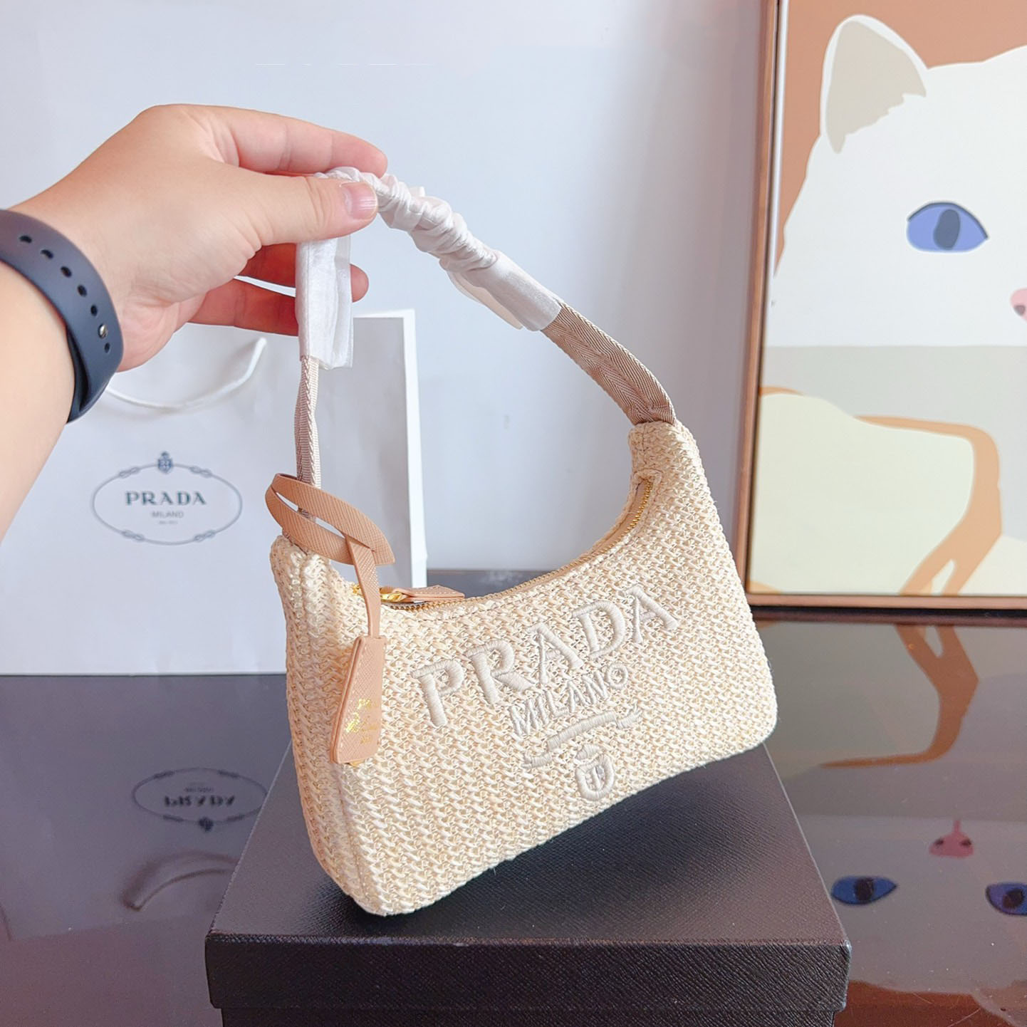 Yarn Raffia Effect Crochet Mini Re-Edition Shoulder Bag