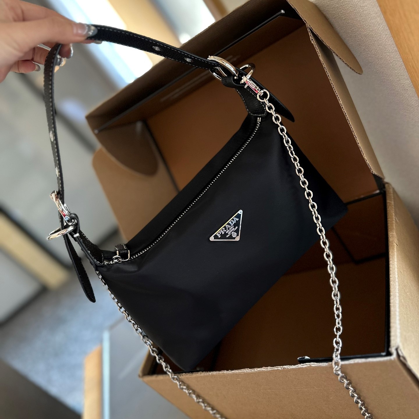 Re-Edition 2005 Re-Nylon and Saffiano mini bag