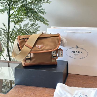 Re-Nylon and Saffiano leather shoulder bag