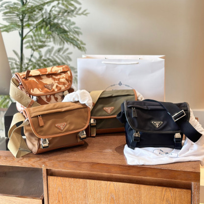 Re-Nylon and Saffiano leather shoulder bag