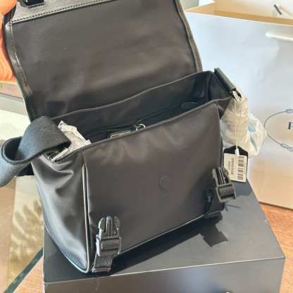 Re-Nylon and Saffiano leather shoulder bag