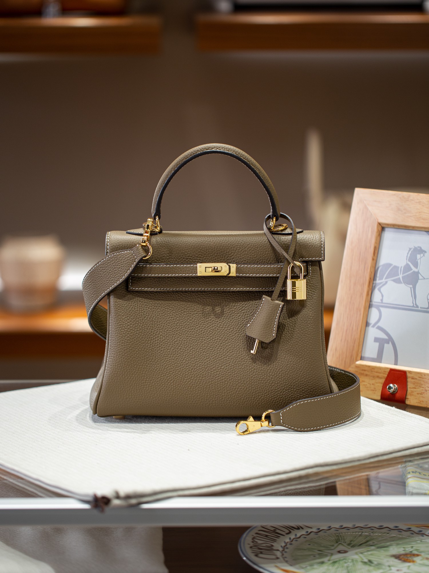KELLY 25 FIRST LAYER TOGO COWHIDE GREY