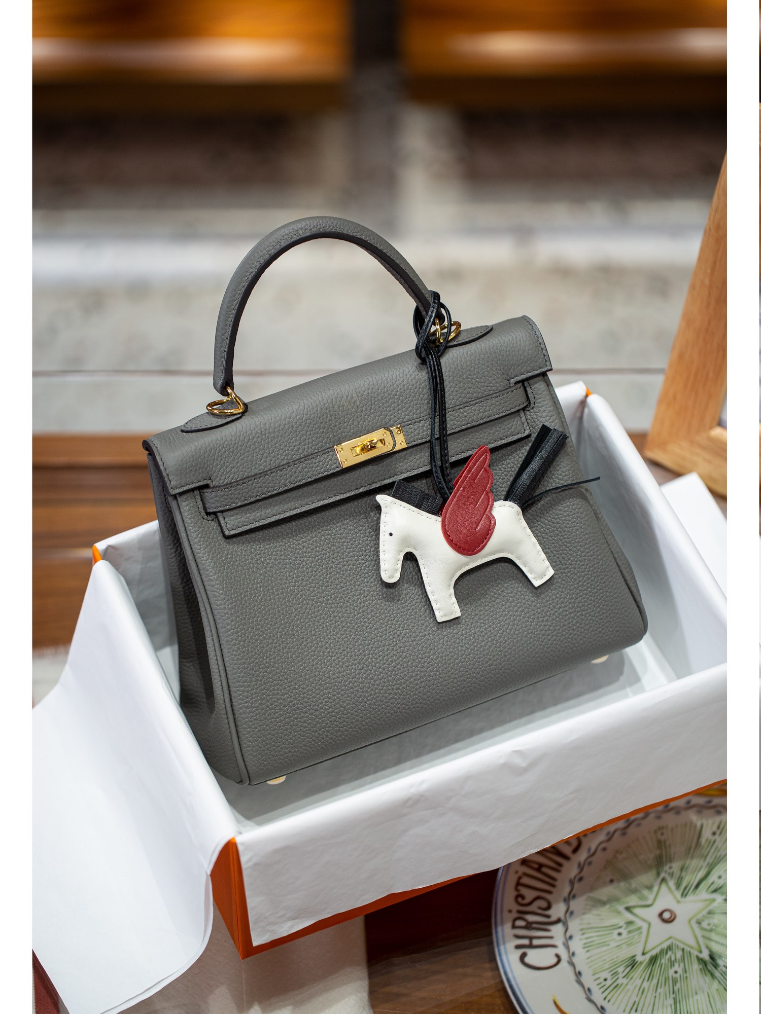 KELLY 25 FIRST LAYER TOGO COWHIDE GREY