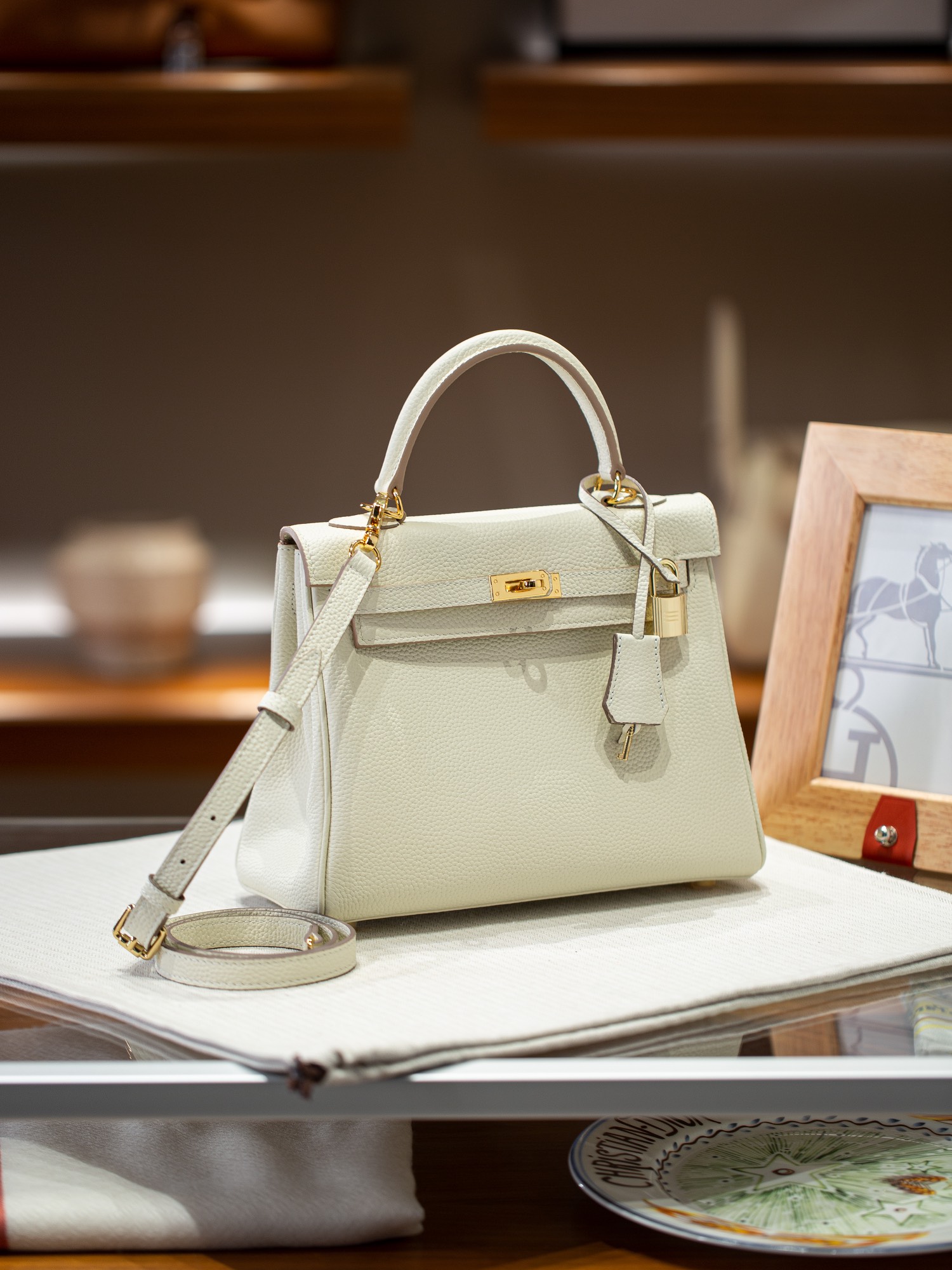 KELLY 25 FIRST LAYER TOGO COWHIDE WHITE