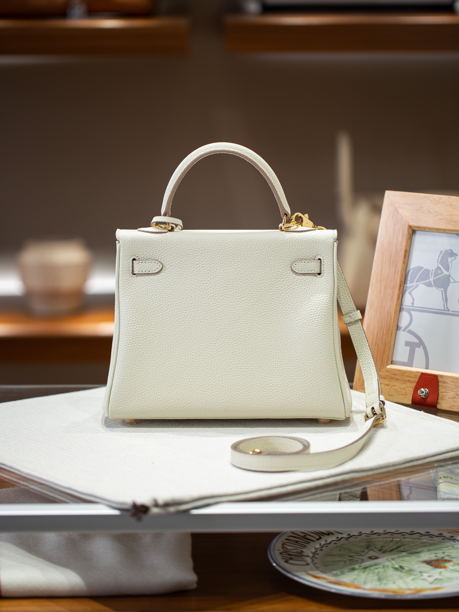 KELLY 25 FIRST LAYER TOGO COWHIDE WHITE