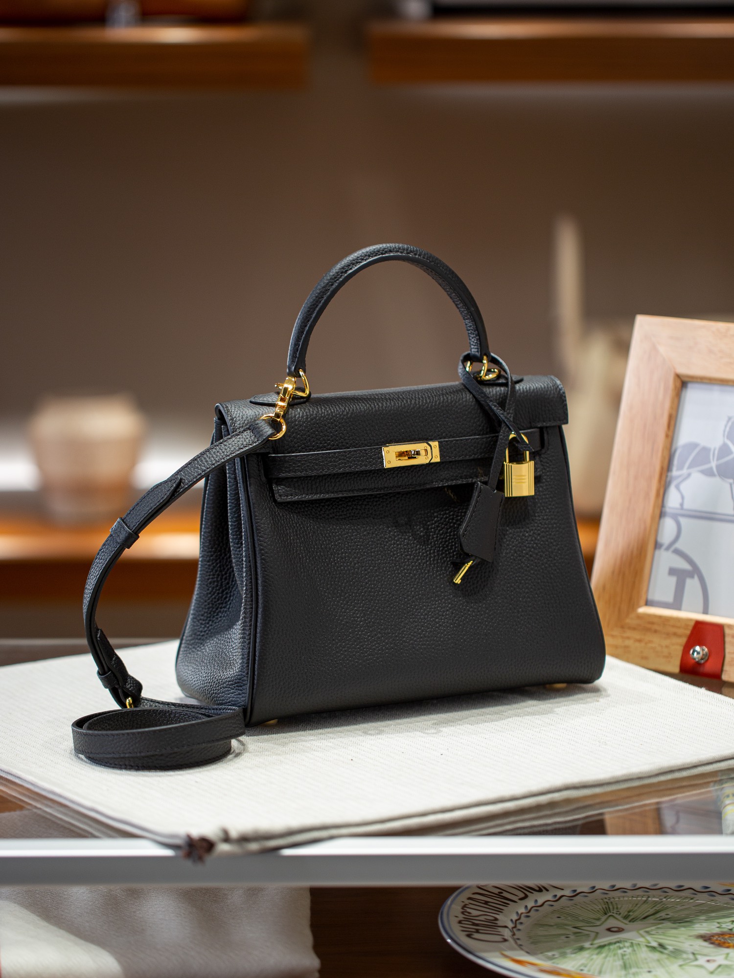 KELLY 25 FIRST LAYER TOGO COWHIDE BLACK
