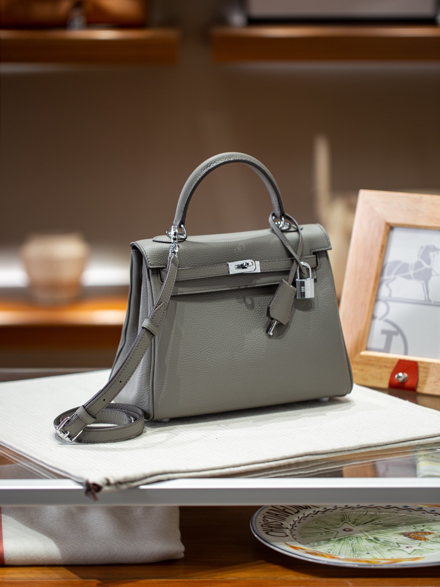 KELLY 25 FIRST LAYER TOGO COWHIDE GREY