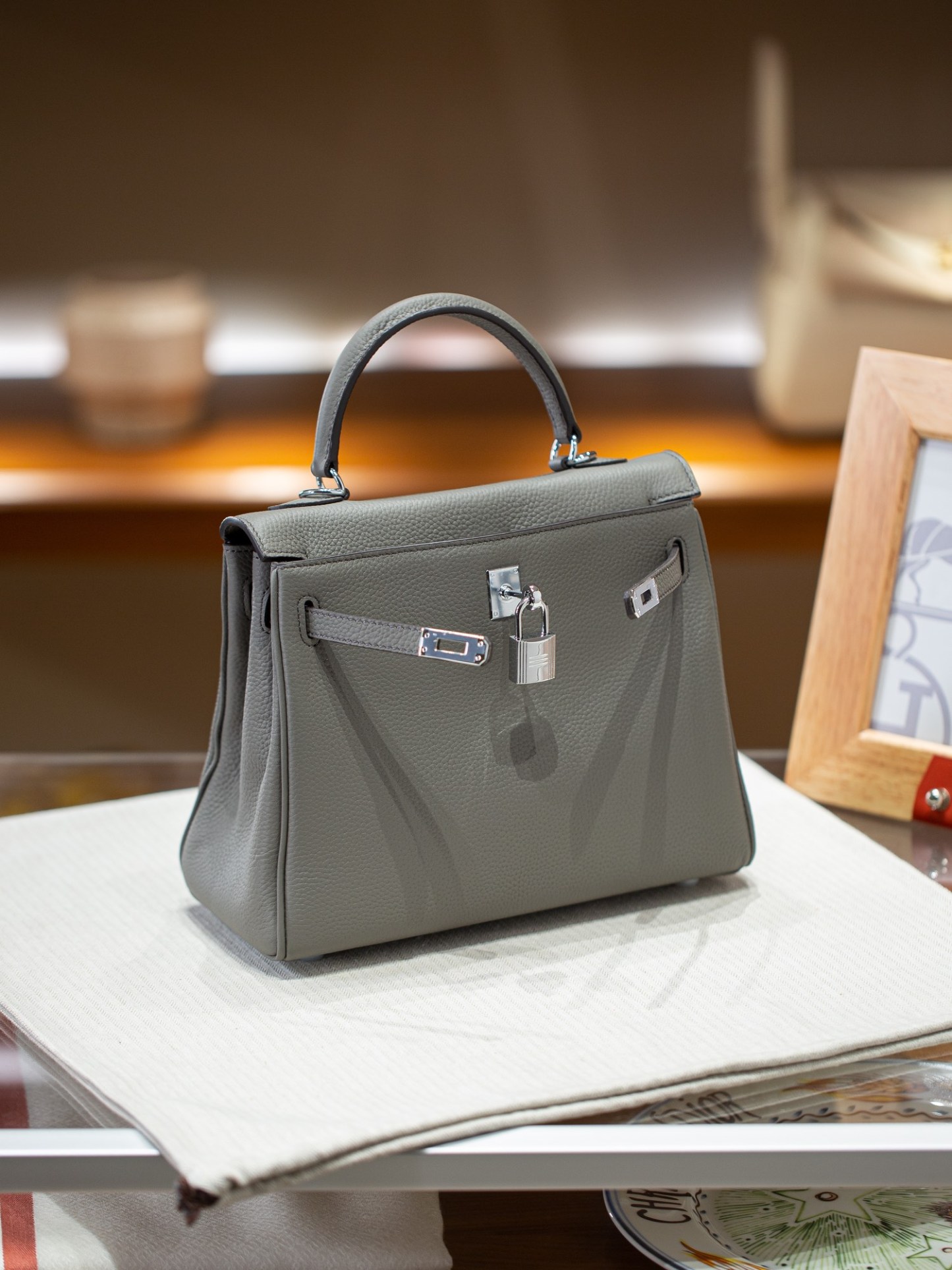 KELLY 25 FIRST LAYER TOGO COWHIDE GREY