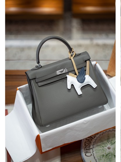 KELLY 25 FIRST LAYER TOGO COWHIDE GREY