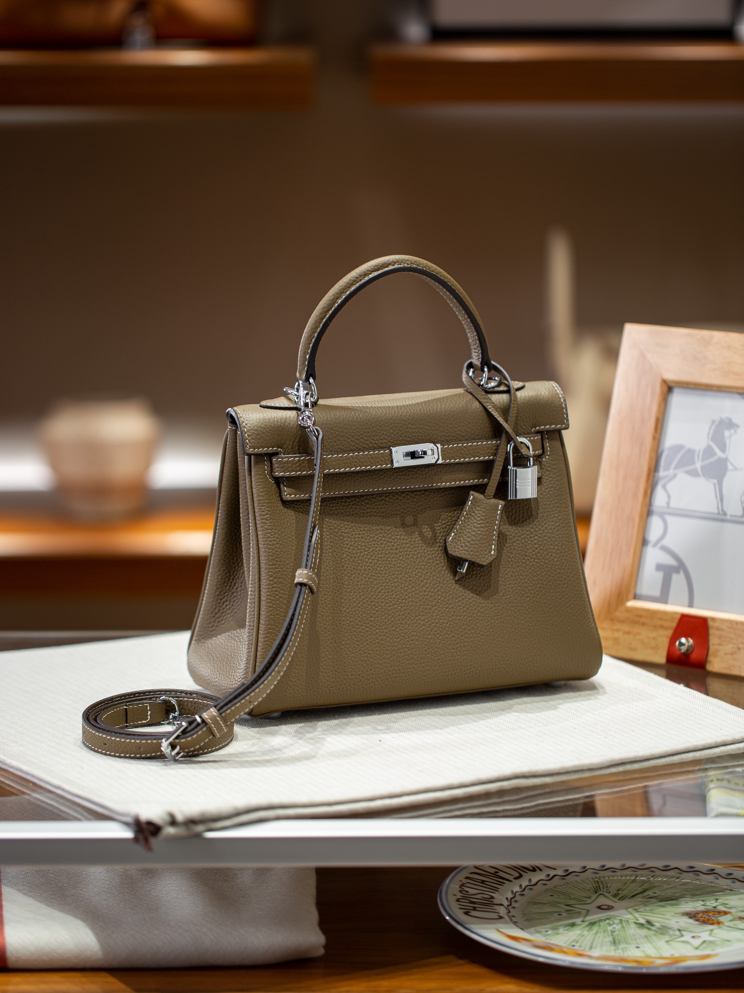 KELLY 25 FIRST LAYER TOGO COWHIDE GREY
