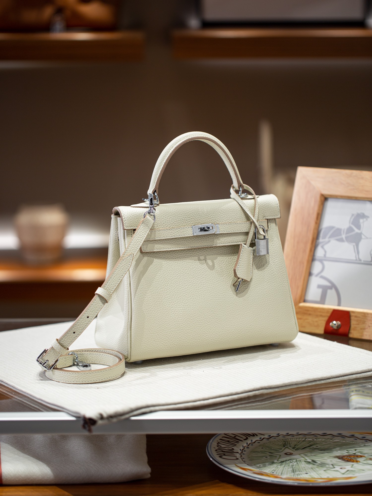 KELLY 25 FIRST LAYER TOGO COWHIDE WHITE