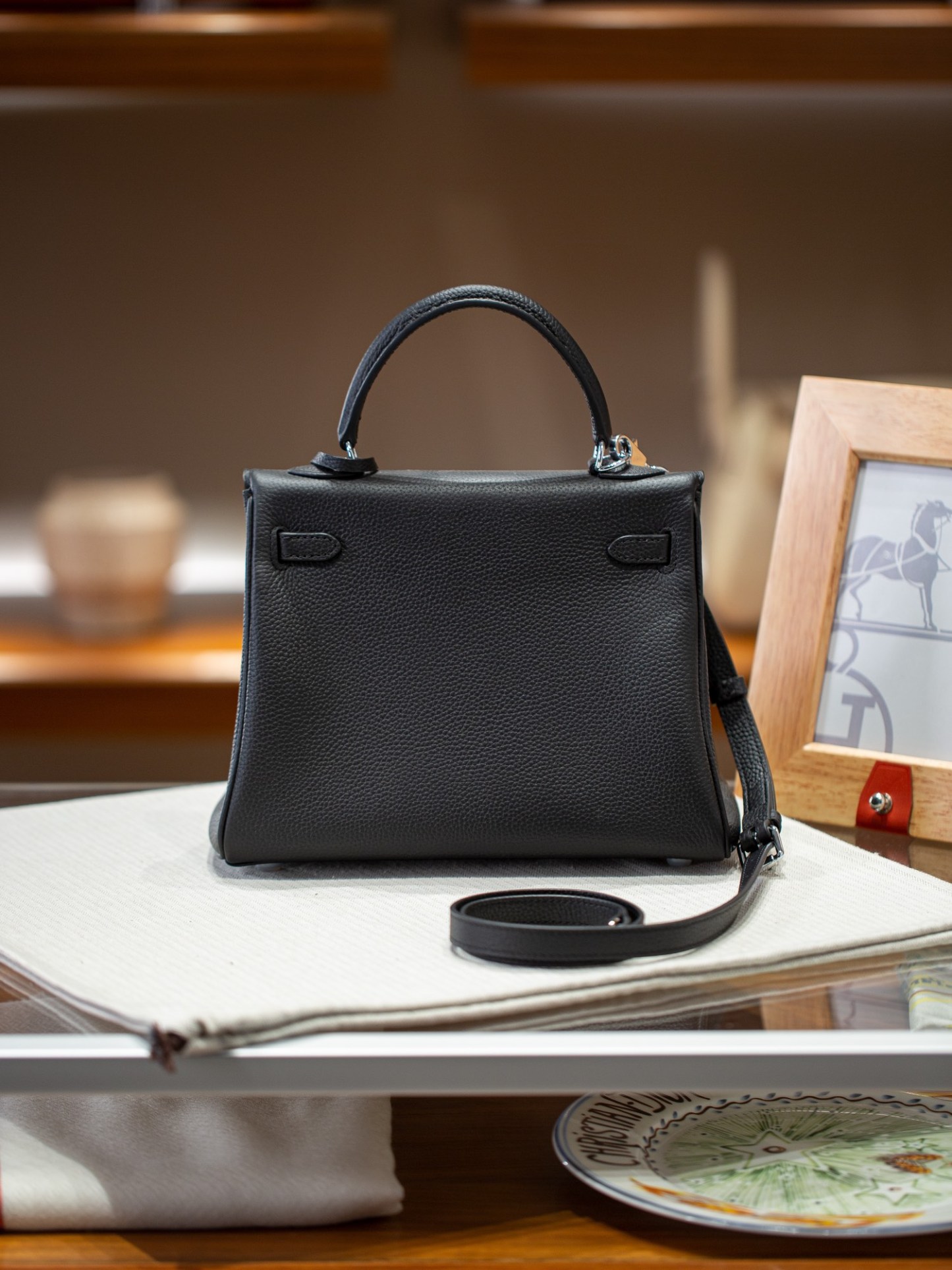 KELLY 25 FIRST LAYER TOGO COWHIDE BLACK