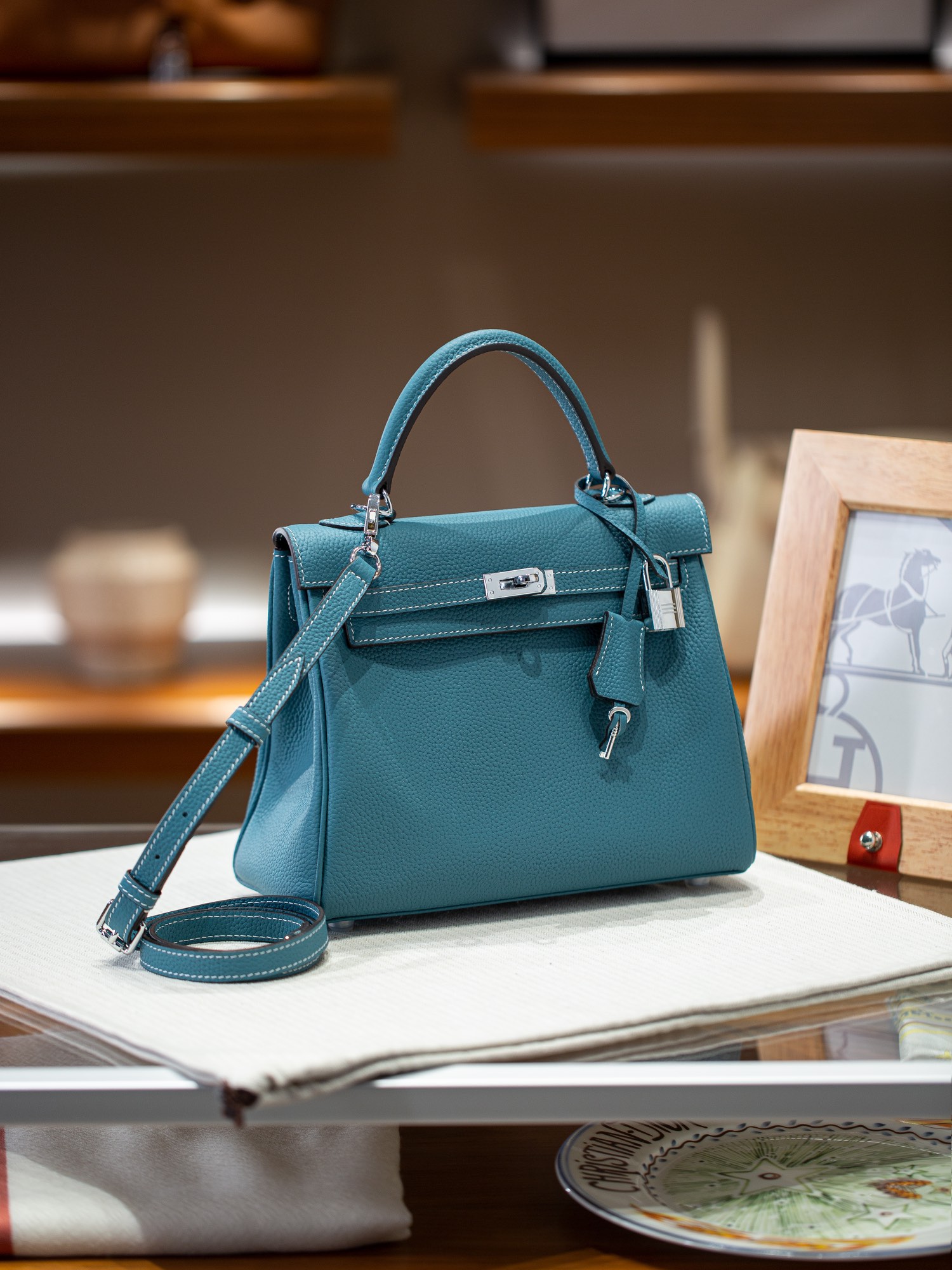 KELLY 25 FIRST LAYER TOGO COWHIDE BLUE