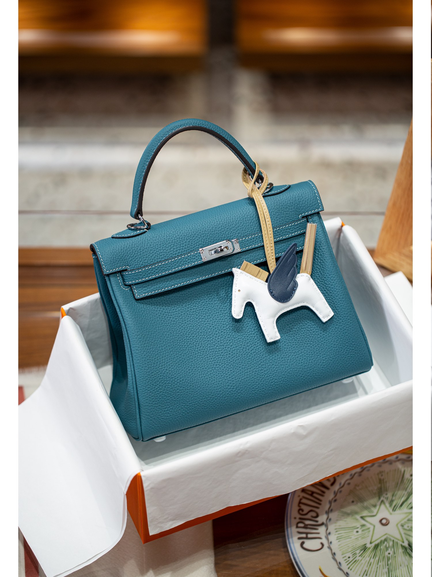 KELLY 25 FIRST LAYER TOGO COWHIDE BLUE
