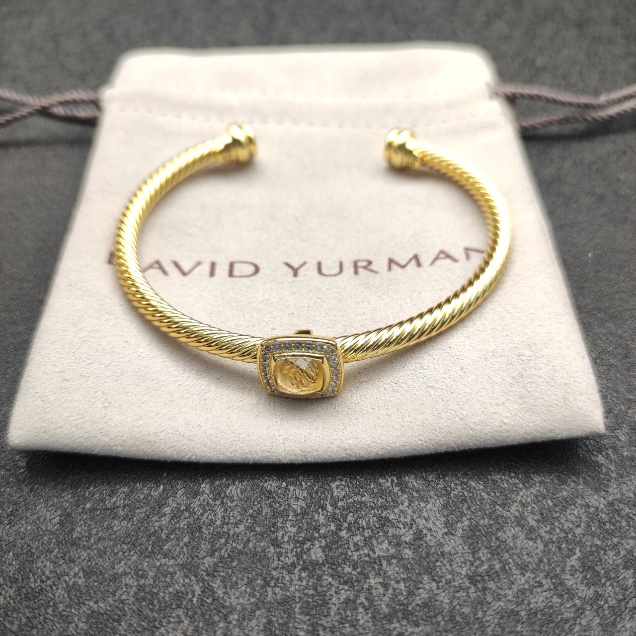Cable Classics Bracelet with Yellow Agate and Diamonds 18K Yellow Gold 4mm