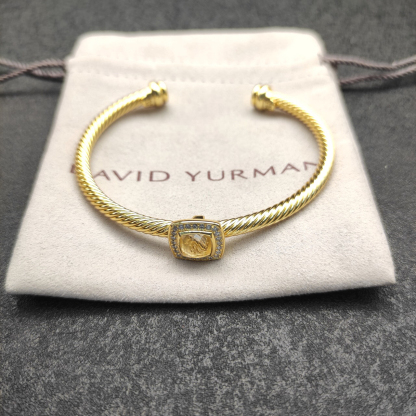 Cable Classics Bracelet with Yellow Agate and Diamonds 18K Yellow Gold 4mm