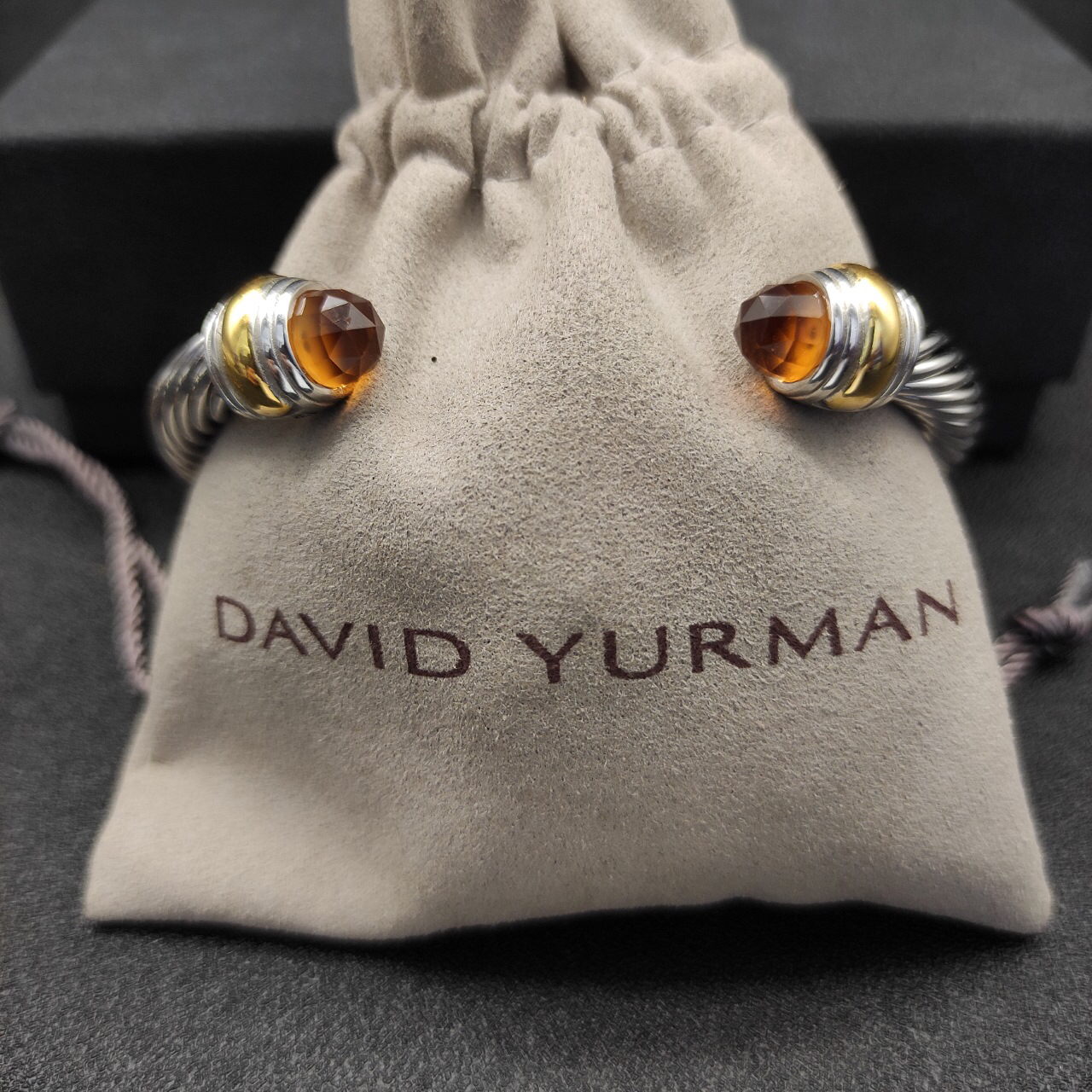 Classic Cable Bracelet Sterling Silver with 14K Yellow Gold and Citrine, 5mm