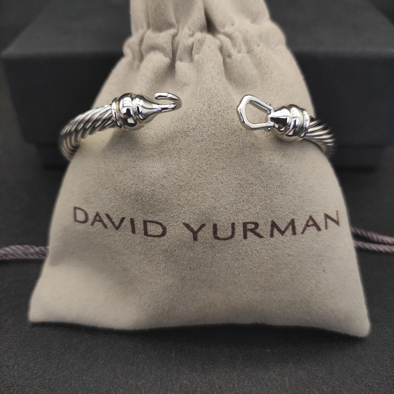 Buckle Classic Cable Bracelet Sterling Silver with 18K White Gold, 5mm