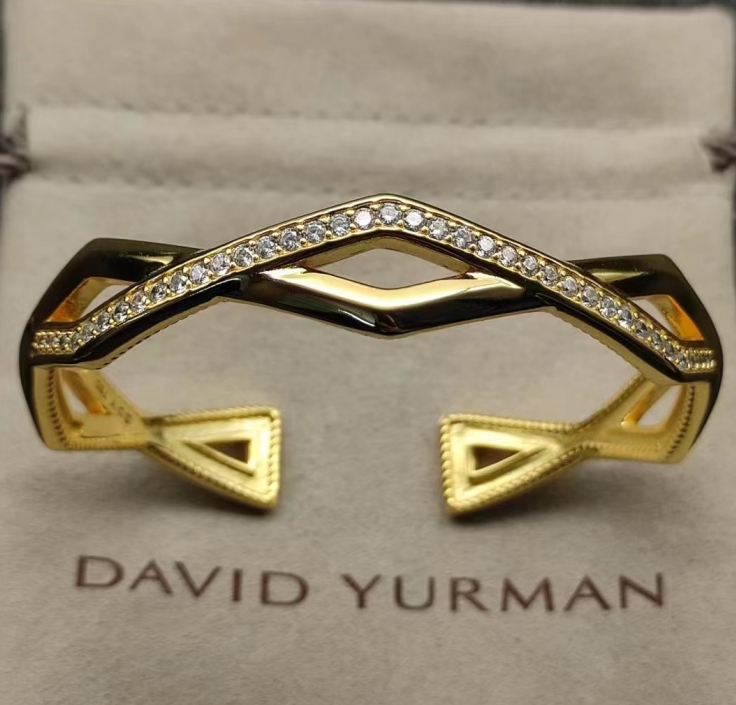 [Copy]Zig Zag Stax™ Two Row Cuff Bracelet Sterling gold with Diamonds, 13mm