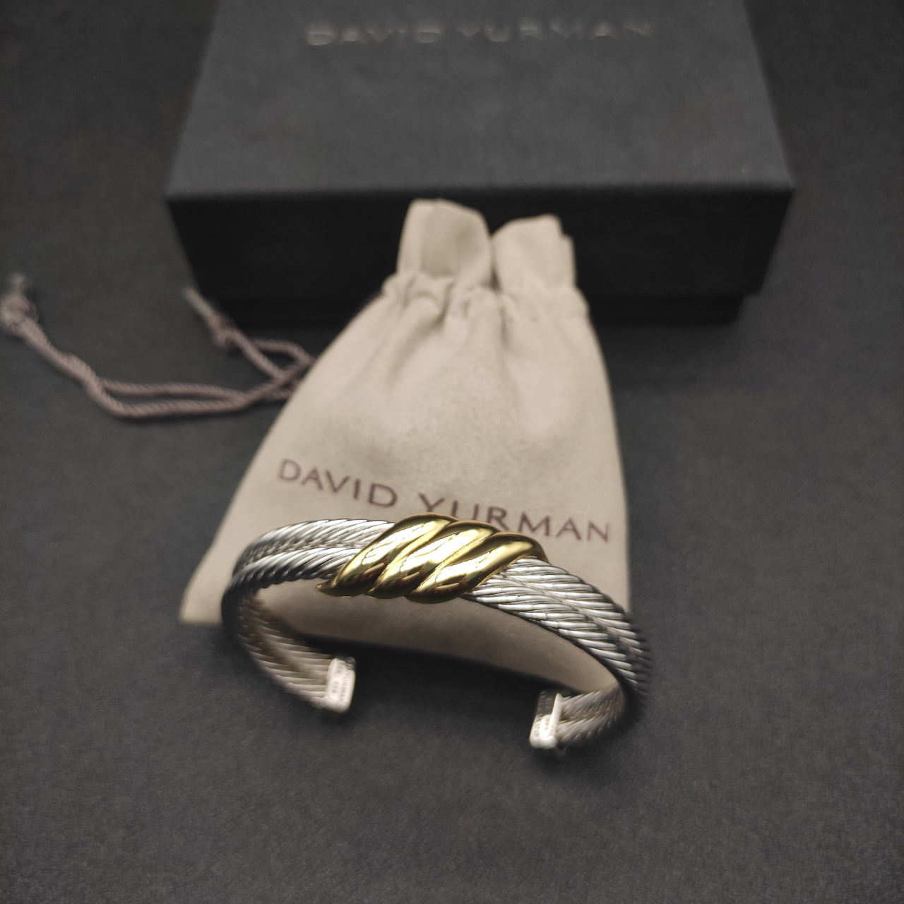 Dathtvid Yurthtman Cable Twist Bangle in 14K Yellow Gold/Sterling Silver