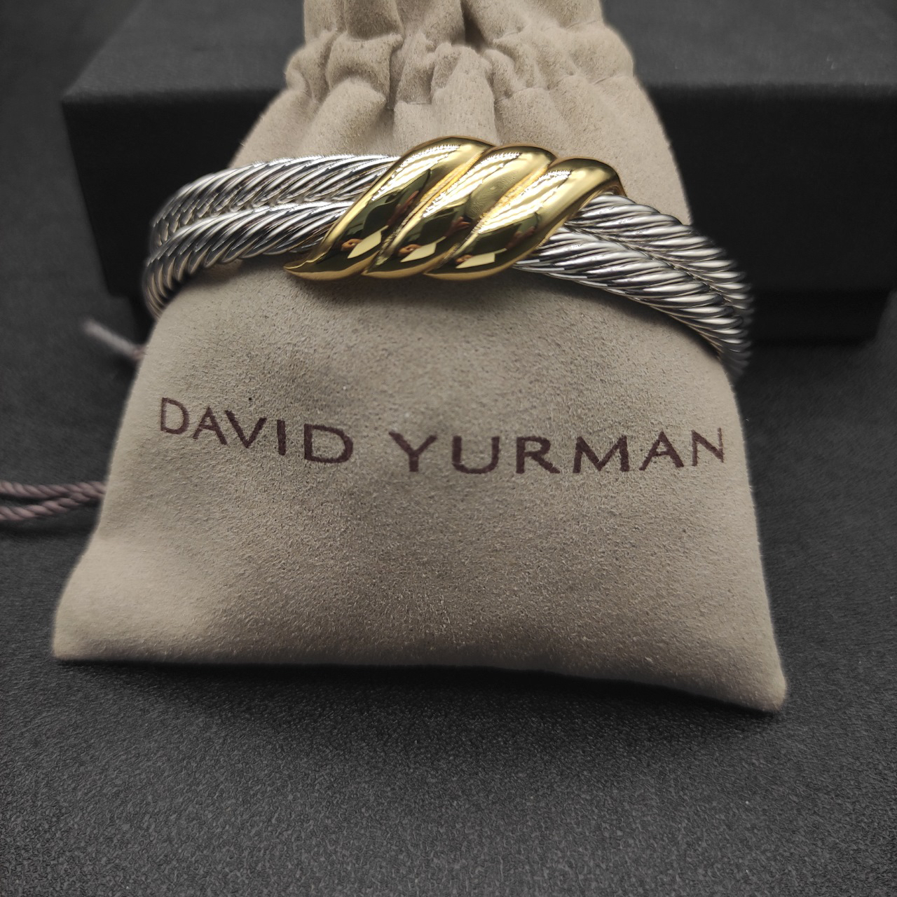 Dathtvid Yurthtman Cable Twist Bangle in 14K Yellow Gold/Sterling Silver