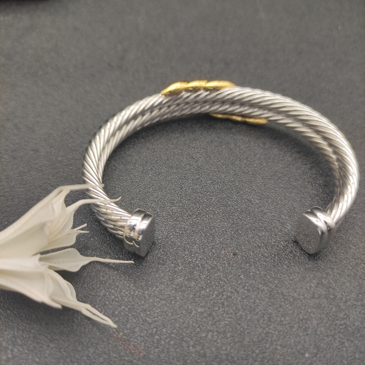Dathtvid Yurthtman Cable Twist Bangle in 14K Yellow Gold/Sterling Silver