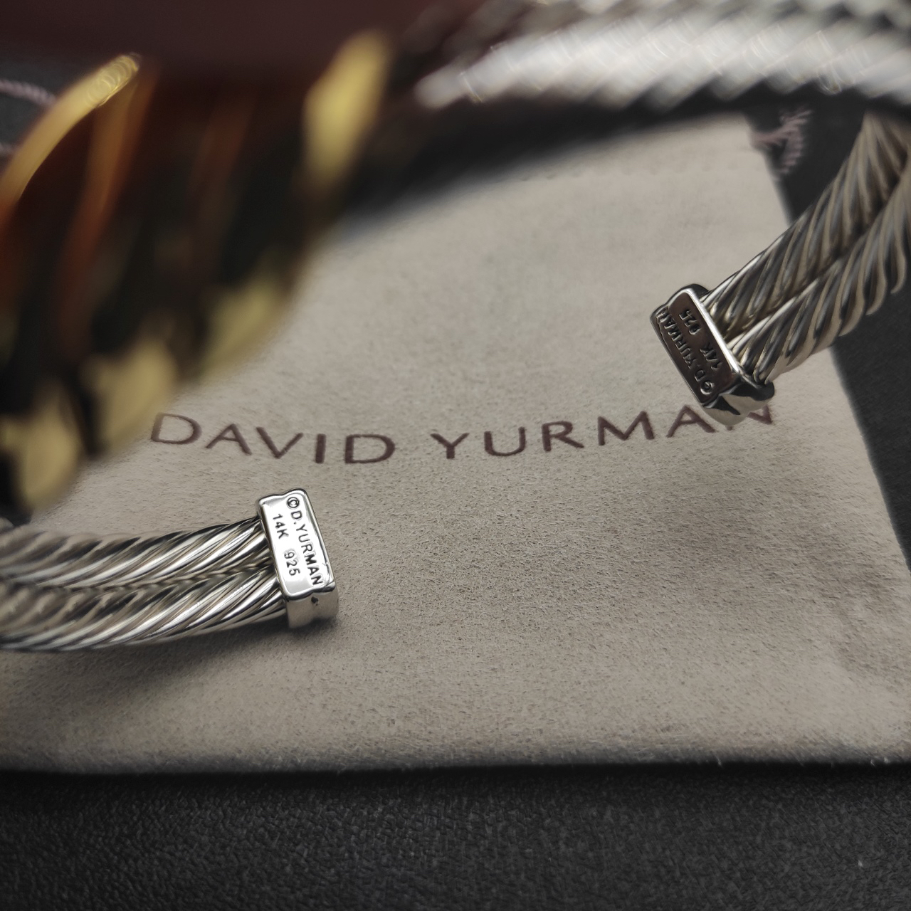 Dathtvid Yurthtman Cable Twist Bangle in 14K Yellow Gold/Sterling Silver