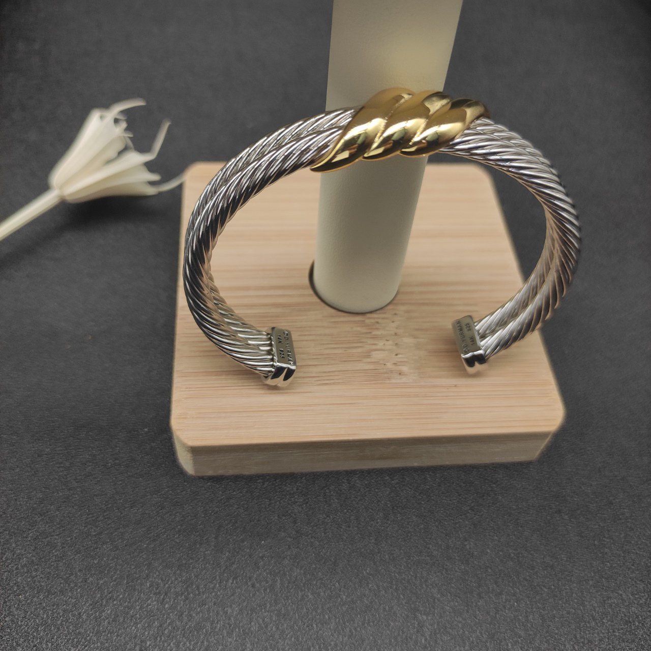 Dathtvid Yurthtman Cable Twist Bangle in 14K Yellow Gold/Sterling Silver