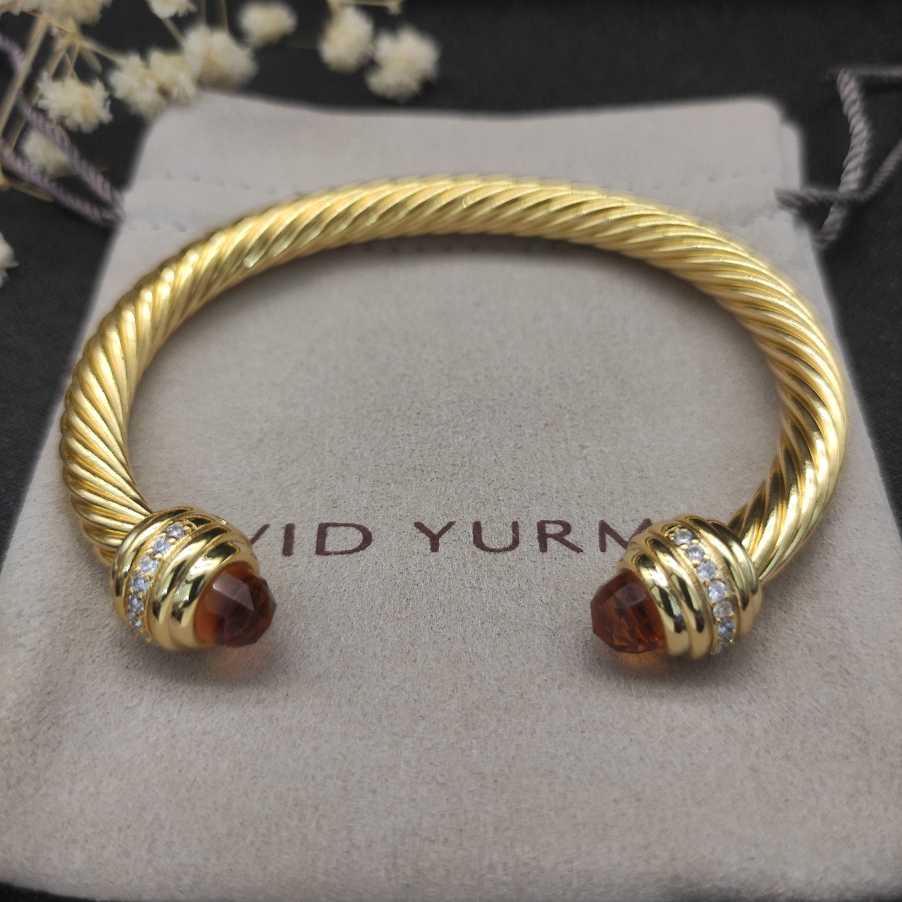 [Copy]Classic Cablespira® Bracelet 18K Yellow Gold with Half Diamonds, 7mm