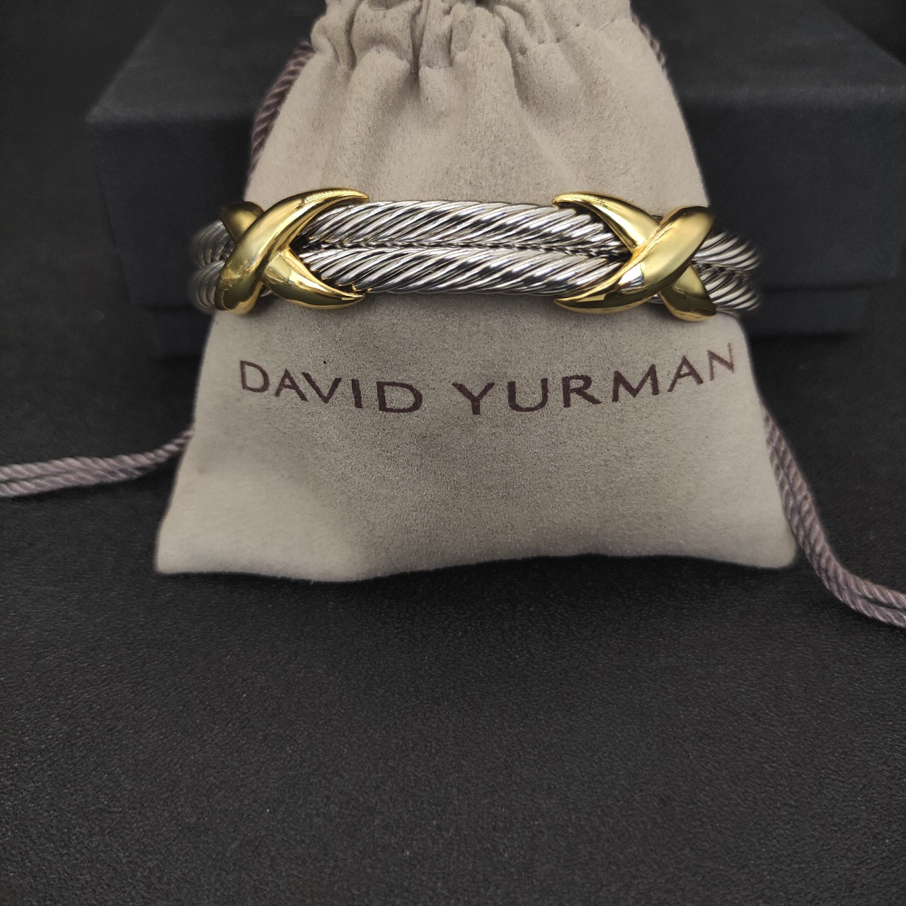 Petite X Center Station Bracelet Sterling Silver with 18K Yellow Gold, 10mm