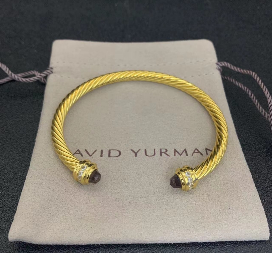Classic Cablespira® Bracelet 18K Yellow Gold with Amethyst and Diamonds, 5mm