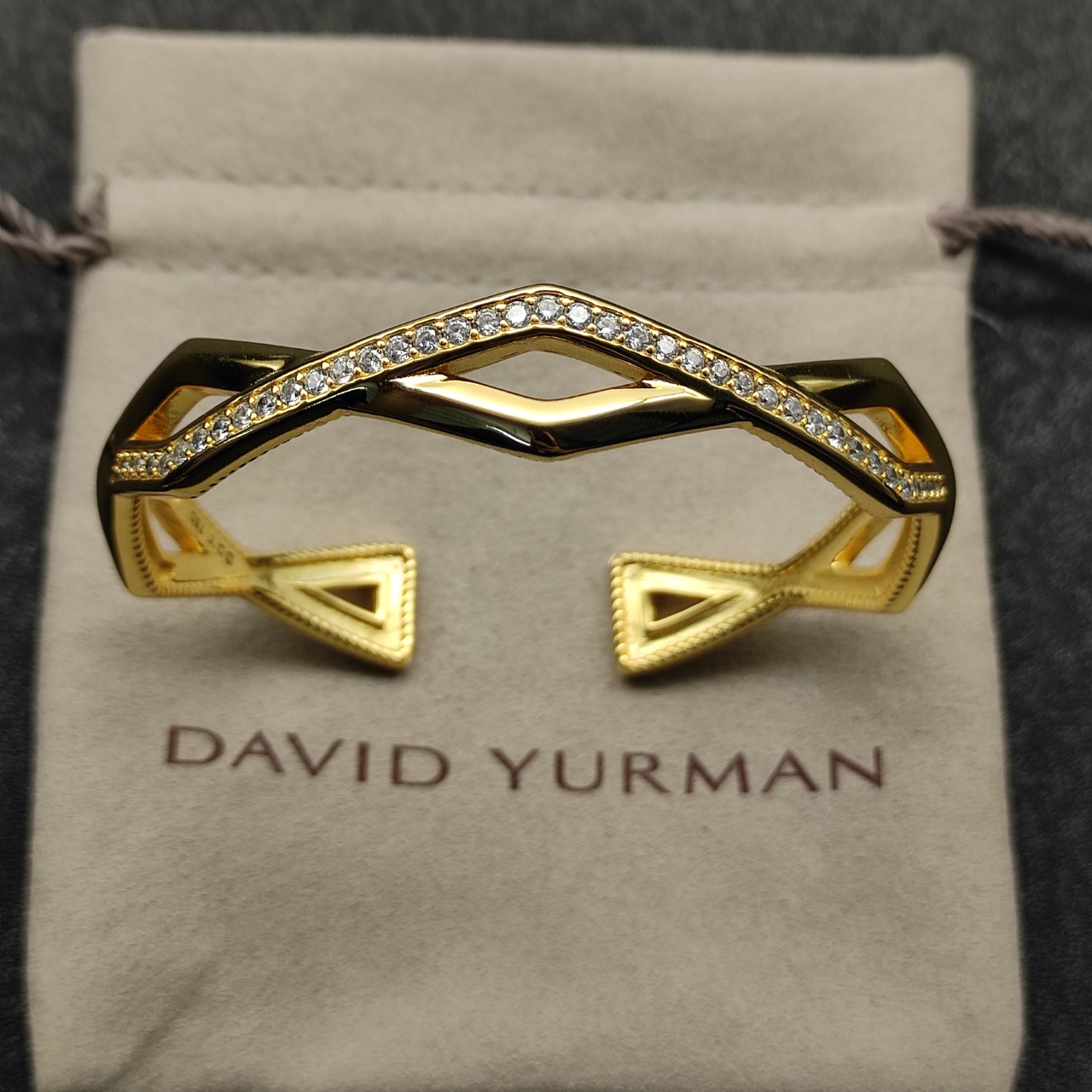 [Copy]Zig Zag Stax™ Two Row Cuff Bracelet Sterling gold with Diamonds, 13mm
