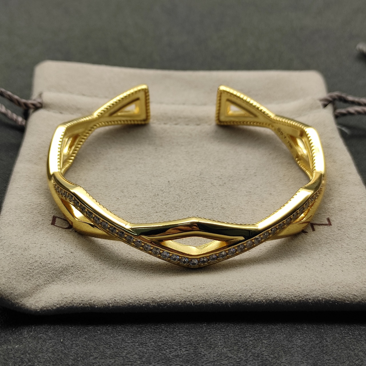 [Copy]Zig Zag Stax™ Two Row Cuff Bracelet Sterling gold with Diamonds, 13mm