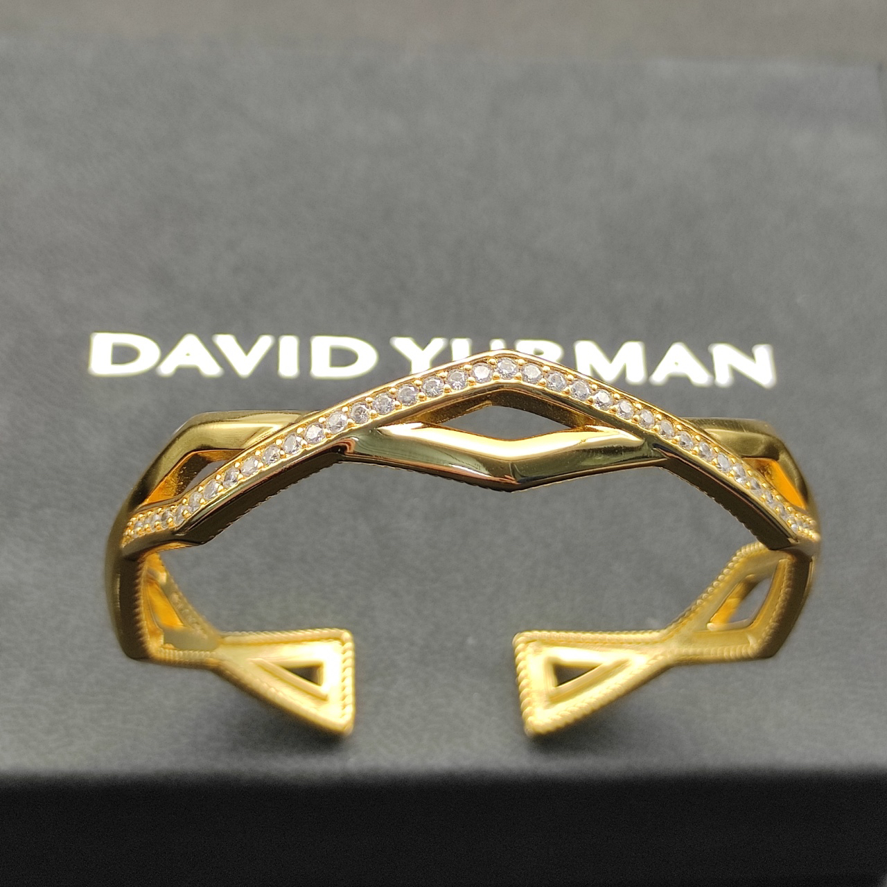 [Copy]Zig Zag Stax™ Two Row Cuff Bracelet Sterling gold with Diamonds, 13mm