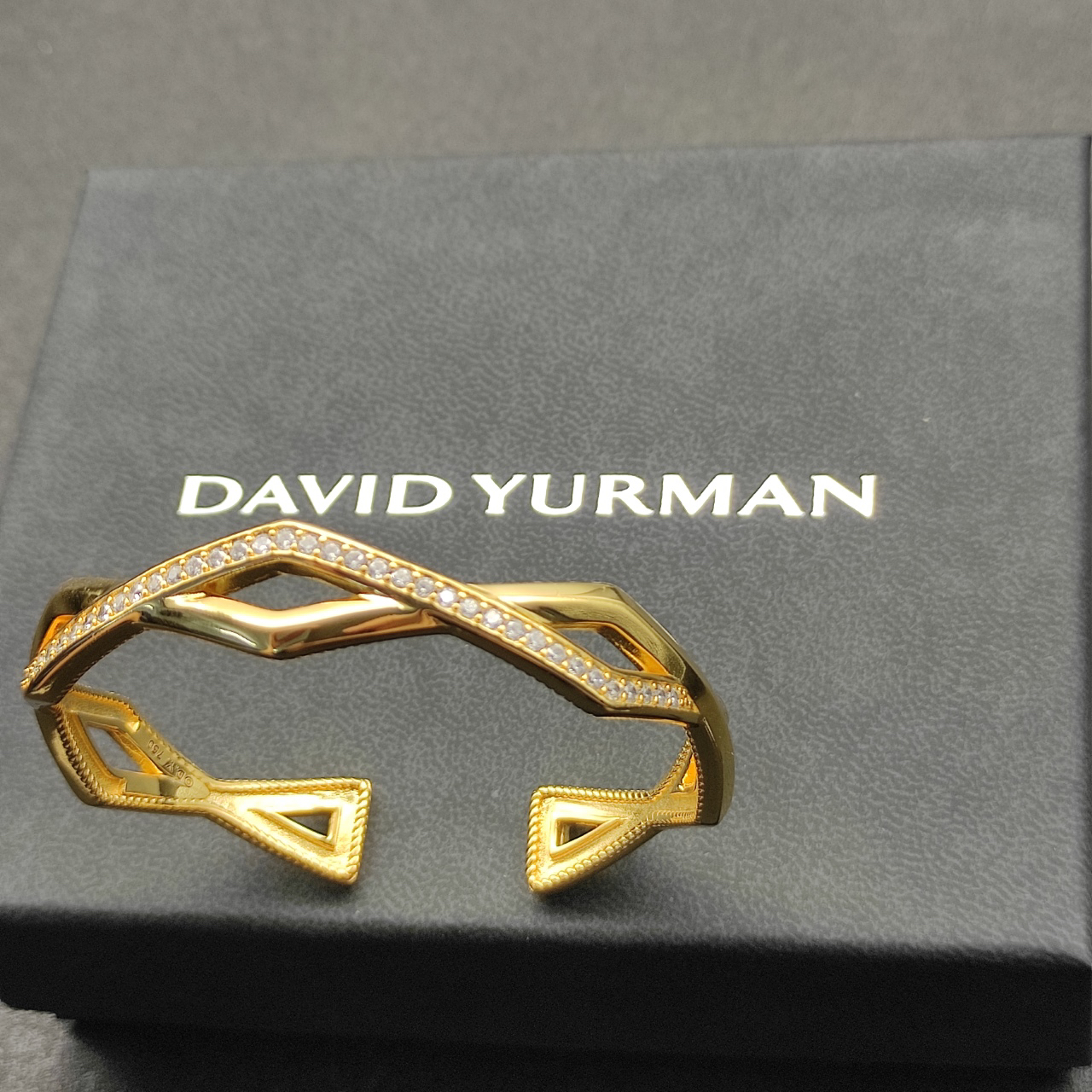 [Copy]Zig Zag Stax™ Two Row Cuff Bracelet Sterling gold with Diamonds, 13mm