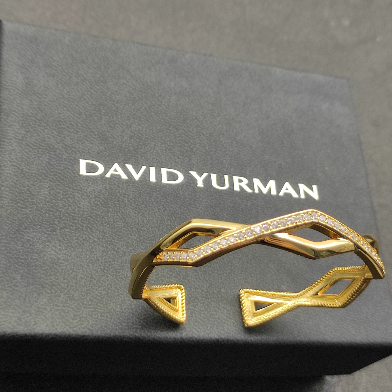 [Copy]Zig Zag Stax™ Two Row Cuff Bracelet Sterling gold with Diamonds, 13mm