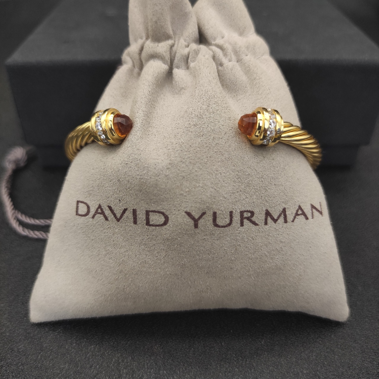 Classic Cablespira® Bracelet 18K Yellow Gold with Champagne crystal and Diamonds, 5mm