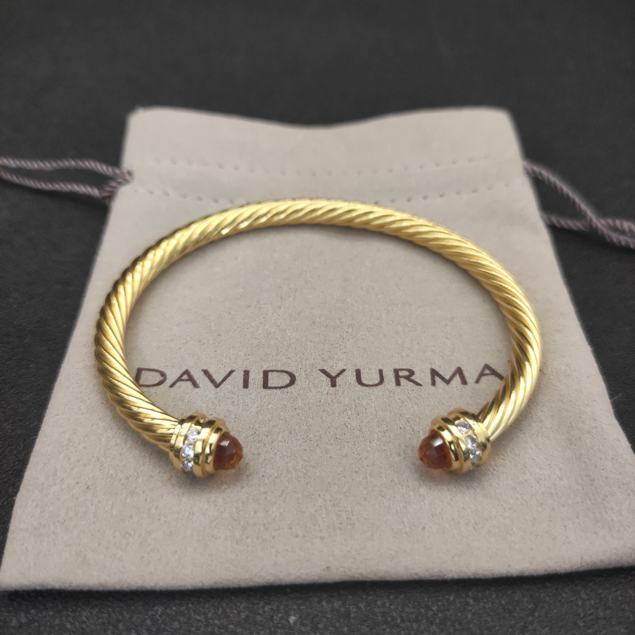 Classic Cablespira® Bracelet 18K Yellow Gold with Champagne crystal and Diamonds, 5mm