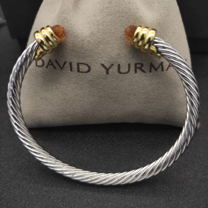 Classic Cable Bracelet Sterling Silver with Champagne crystal and Diamonds, 5mm