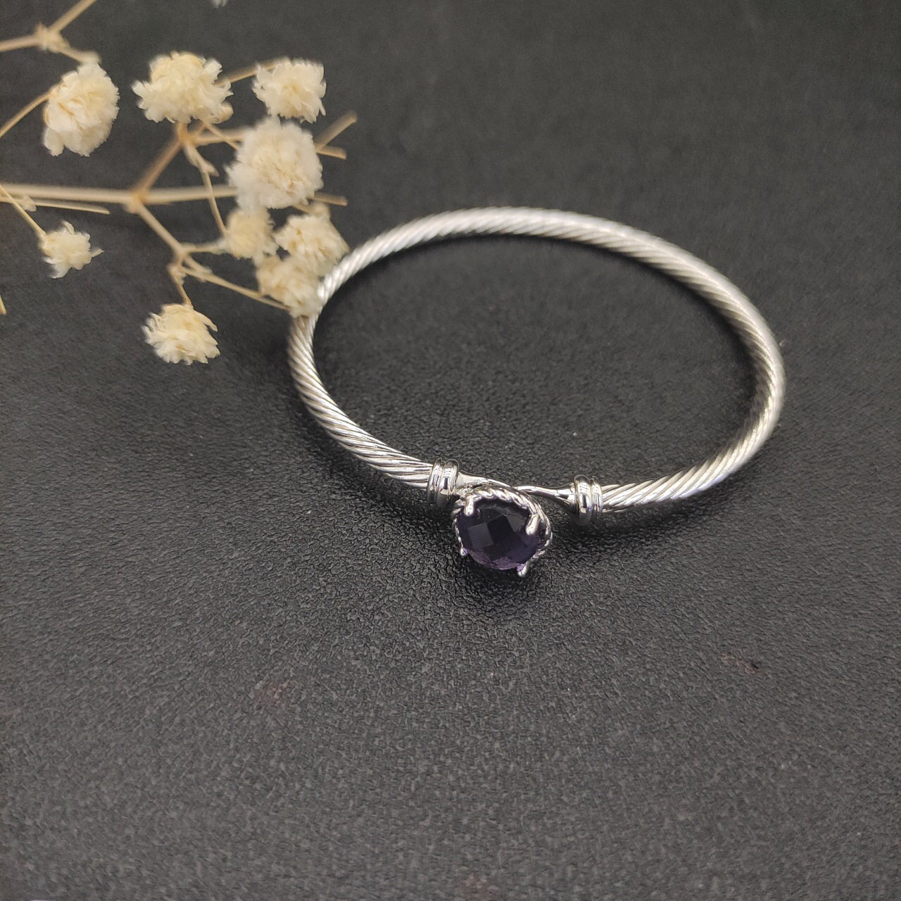 Petite Chatelaine® Bracelet Sterling Silver with Purple Onyx, 3mm