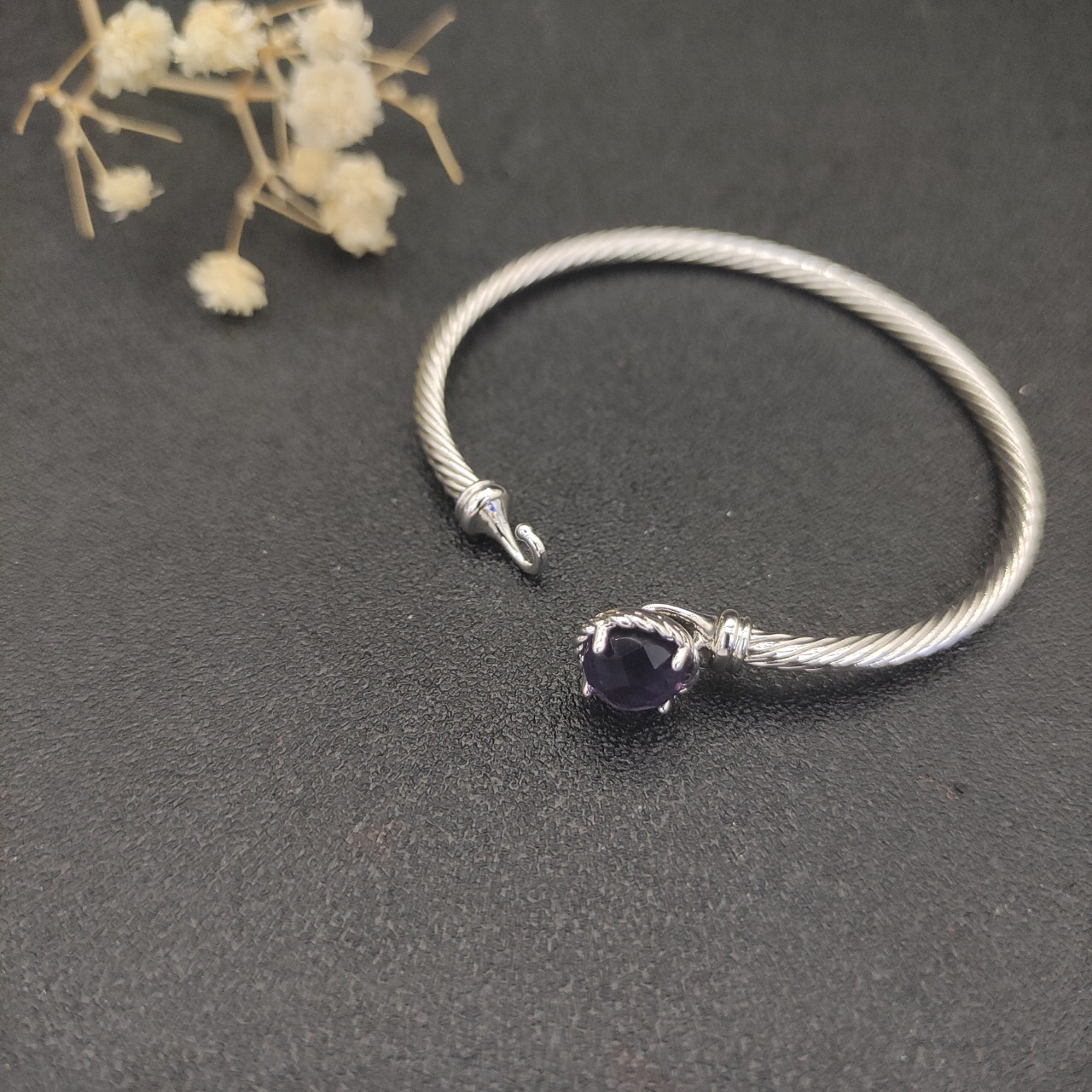 Petite Chatelaine® Bracelet Sterling Silver with Purple Onyx, 3mm
