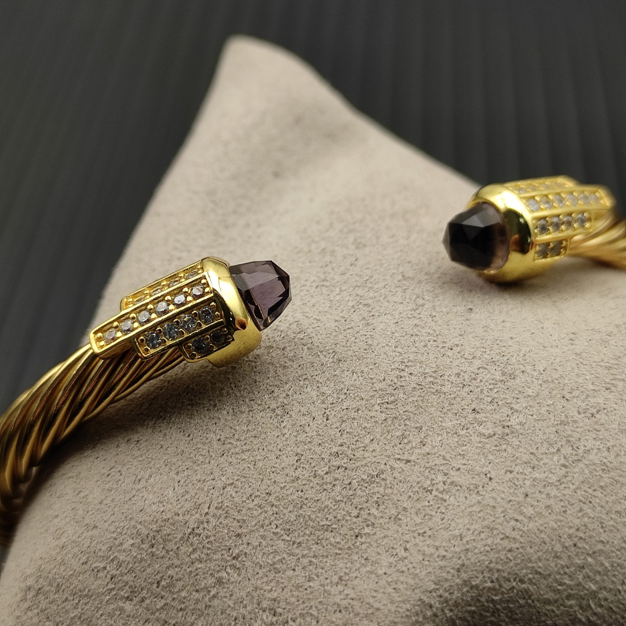 Cable Bracelet with Purple Topaz & Diamond Accents  5mm