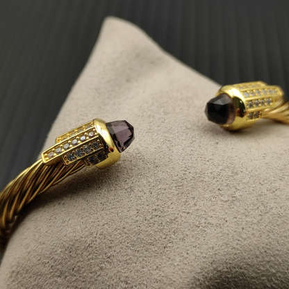 Cable Bracelet with Purple Topaz & Diamond Accents  5mm