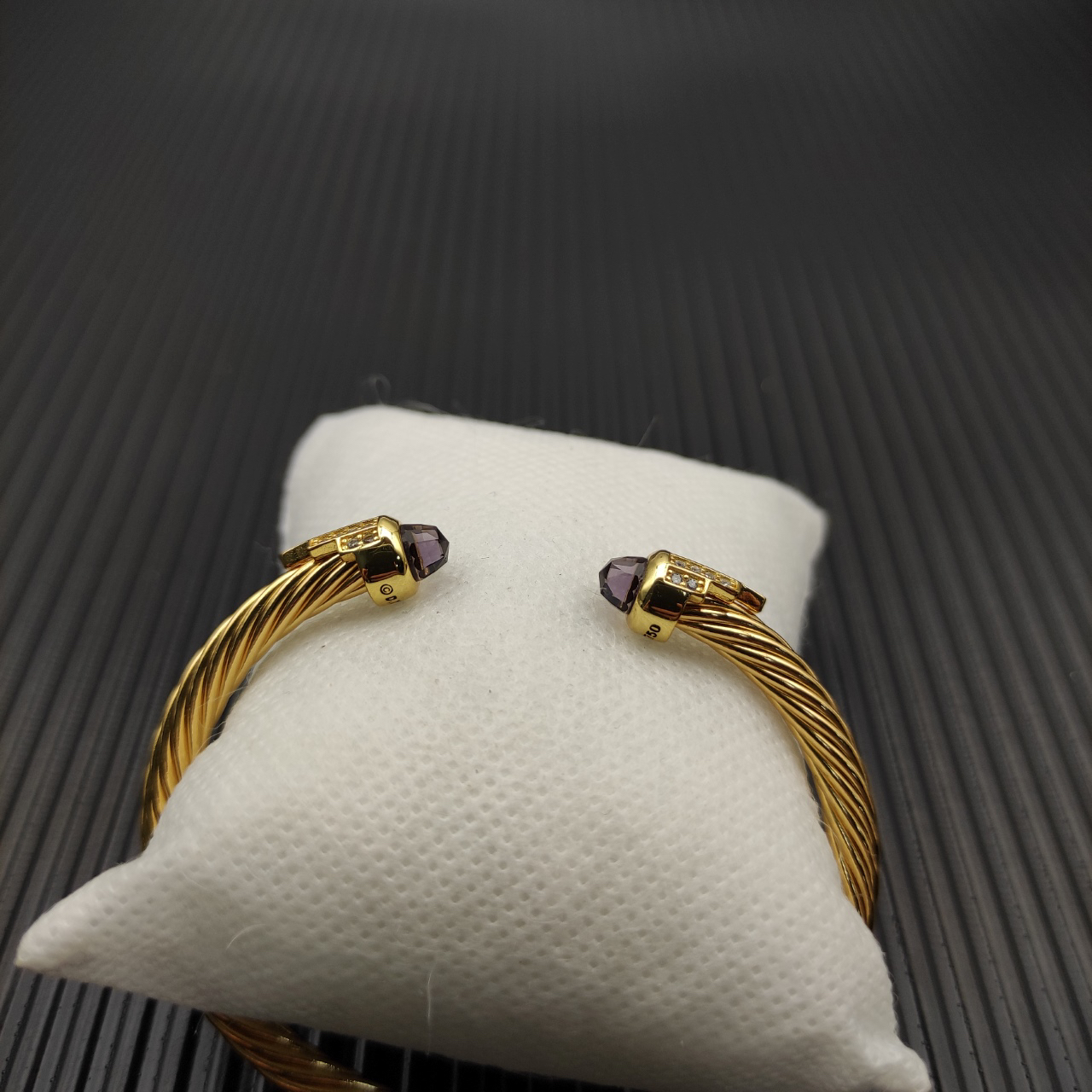 Cable Bracelet with Purple Topaz & Diamond Accents  5mm