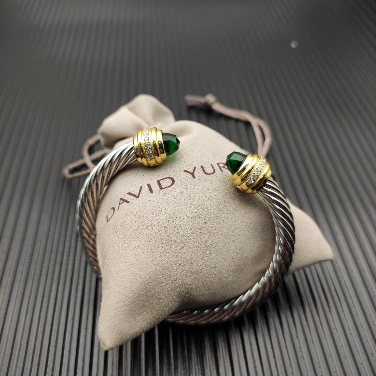 Classic Cablespira® Bracelet Sterling Silver with Prasiolite and Diamonds, 7mm